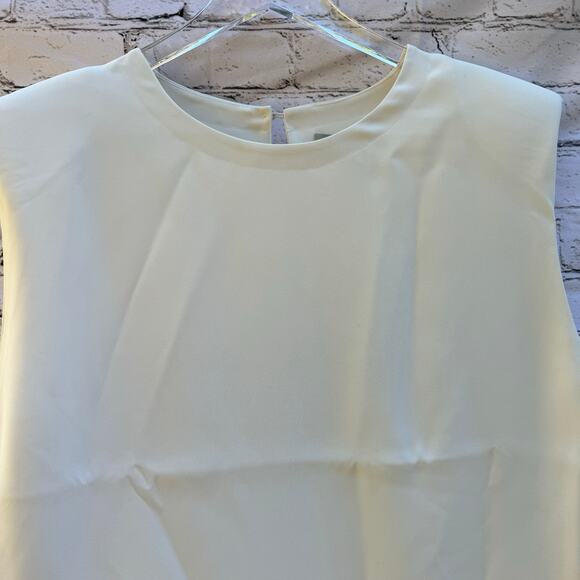 All Saints Mika Top Warm White US Size 6 Sleeveless Blouse Modern Basic Crew NWT - Picture 3 of 9
